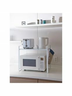 Yamazaki Étagère de cuisine coulissante blanche Tower, larg. 43-74 x haut. 50 cm -Cuisine Soldes 2022 Etagere de cuisine coulissante blanche Tower 4