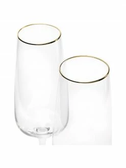 Westwing Collection Flûte à champagne soufflé bouche avec bord doré Ellery, 4 pièces, Ø 7 x haut. 23 cm -Cuisine Soldes 2022 Flute a champagne souffle bouche avec bord dore Ellery 4 pieces 3