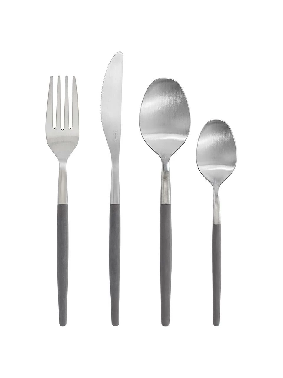 Ménagère Maxime en argent avec des poignées grises, 4 personnes (16 élém.), 4 personnes (16 élém.)Seulement 1 produit disponible 3 Ménagère Maxime en argent avec des poignées grises, 4 personnes (16 élém.), 4 personnes (16 élém.)Seulement 1 produit disponible