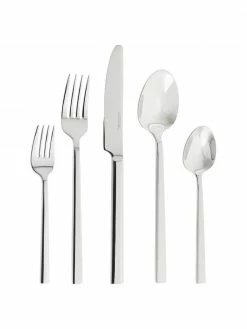 Westwing Collection Ménagère argentée brillante Shine, lots de différentes quantités de couverts, 1 personne (5 élém.)