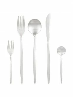 Westwing Collection Ménagère argentée brossée Shimmer, couverts de différentes tailles, 1 personne (5 élém.)