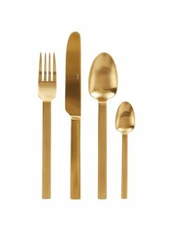 Ménagère dorée avec motif rainuré sur le manche Lexi, 6 personnes (24 élém.), 6 personnes (24 élém.)