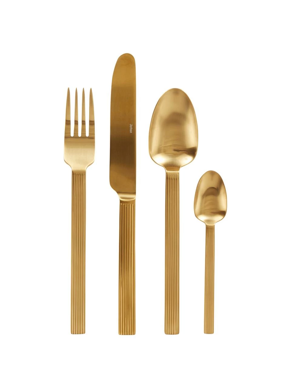 Ménagère dorée avec motif rainuré sur le manche Lexi, 6 personnes (24 élém.), 6 personnes (24 élém.) 3 Ménagère dorée avec motif rainuré sur le manche Lexi, 6 personnes (24 élém.), 6 personnes (24 élém.)