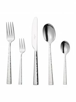 Villeroy & Boch Ménagère en argent avec manche martelée Blacksmith, 6 personnes (30 élém.), Lot de différentes tailles