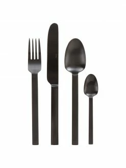 Ménagère noire avec motif rainuré sur le manche Lexi, 6 personnes (24 élém.), 6 personnes (24 élém.)