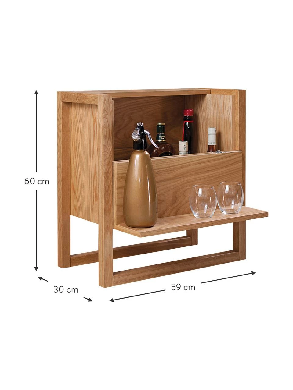 Woodman Mini bar bois de chêne NewEst, larg. 59 x haut. 60 cm 5 Woodman Mini bar bois de chêne NewEst, larg. 59 x haut. 60 cm – Image 3