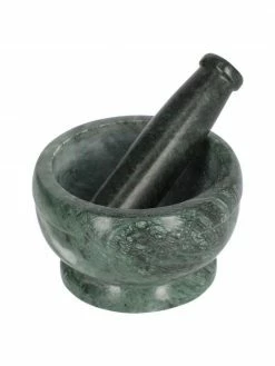 Mortier et pilon marbre vert Cindea, Ø 13 x haut. 8 cm