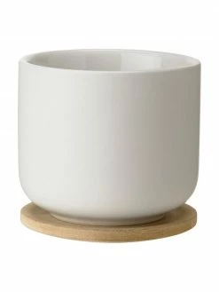 Stelton Mug blanc avec couvercle/sous-verre Theo, Ø 8 x haut. 8 cm, 200 ml