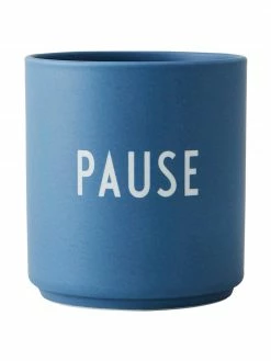 Design Letters Mug design en porcelaine bleu Favourite PAUSE, Ø 8 cm x haut. 9 cm, 250 mlDisponibilité limitée