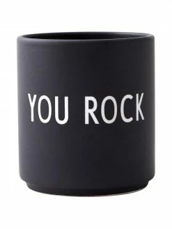 Design Letters Mug design en porcelaine noir Favourite YOU ROCK, Ø 8 cm x haut. 9 cm, 250 ml