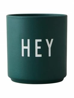 Design Letters Mug design en porcelaine vert Favourite HEY, Ø 8 cm x haut. 9 cm, 250 ml