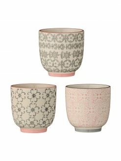 Bloomingville Mug espresso en céramique Cécile, 3 élém., Ø 7 x haut. 7 cm, 180 ml