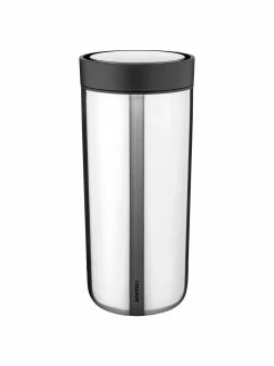 Stelton Mug isotherme argenté, brillant, To Go Click, Ø 8 cm, haut. 17 cm, 400 ml