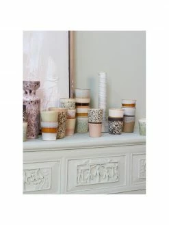 HKliving Mug rétro fait main 70's, 4 pièces, Ø 8 x haut. 8 cm, 200 ml -Cuisine Soldes 2022 Mug retro fait main 70s 4 pieces 12