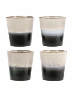 HKliving Mug rétro fait main 70's, 4 pièces, Ø 8 x haut. 8 cm, 200 ml