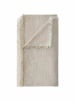 Nappe coton avec franges Ivory, Pour 6 à 10 pers. (larg. 145 x long. 250 cm)