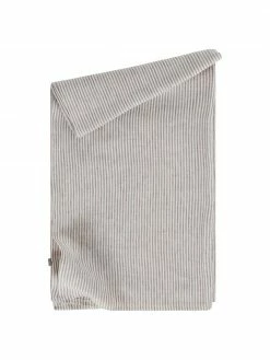 Nappe en lin gris/blanc crème Alina, Pour 6 à 10 pers. (larg. 145 x long. 250 cm)