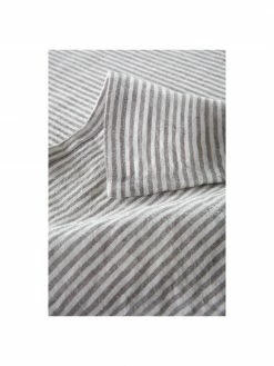 Nappe en lin gris/blanc crème Alina, Pour 6 à 10 pers. (larg. 145 x long. 250 cm) -Cuisine Soldes 2022 Nappe en lin grisblanc creme Alina 3