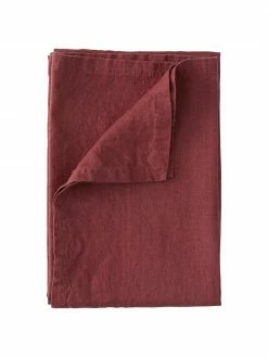 Nappe pur lin rouge Pembroke, Pour 4 à 6 pers. (larg. 140 x long. 140 cm)