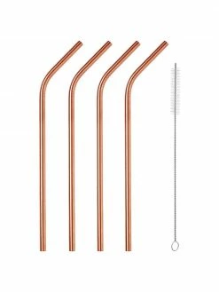 Paille en cuivre avec brosse Manhattan Lounge, 4 élém., long. 22 cm