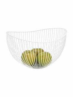 Andrea House Panier de rangement métal blanc Lina, larg. 31 x haut. 20 cm -Cuisine Soldes 2022 Panier de rangement metal blanc Lina 2