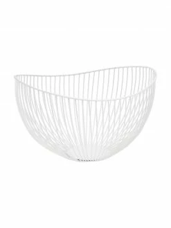 Andrea House Panier de rangement métal blanc Lina, larg. 31 x haut. 20 cm