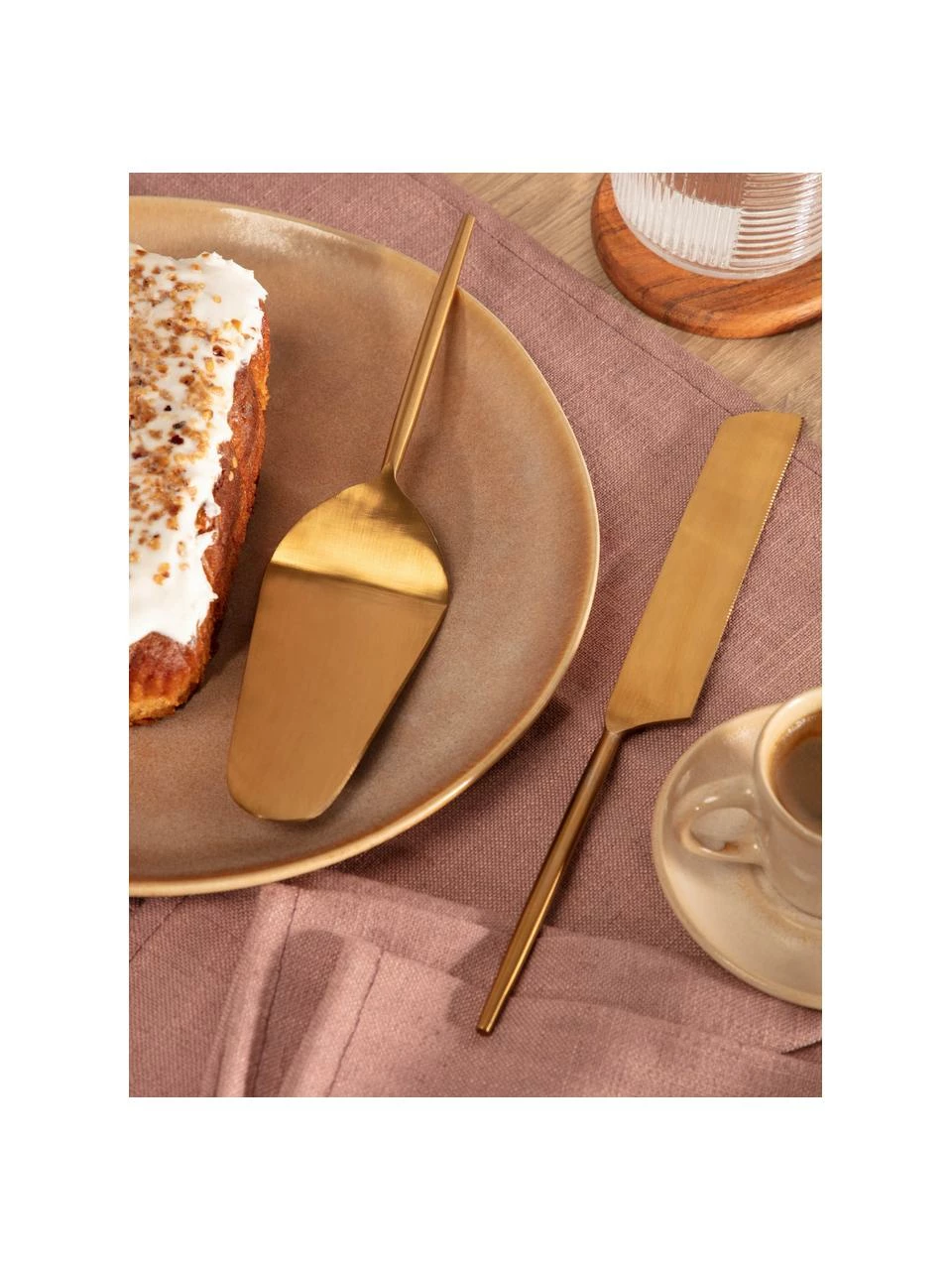 Pelle à gâteau doré Lita, 2 élém., Lot de différentes tailles 4 Pelle à gâteau doré Lita, 2 élém., Lot de différentes tailles – Image 2