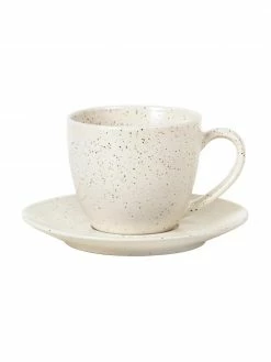 Broste Copenhagen Petite tasse expresso rustique grès cérame faite main blanc crème Nordic Vanilla, avec sous-tasse, Ø 8 x haut. 7 cm, 150 ml