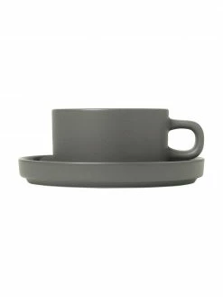 Petite tasse gris foncé mat/brillant Pilar, 2 pièces, Ø 9 x haut. 5 cm, 170 ml