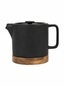 Sema Petite théière noire avec socle en bois Nordika, 700 ml, 700 ml