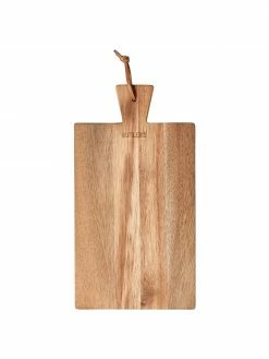 Planche à découper en bois d'acacia avec boucle en cuir Cutting Crew, différentes tailles, long. 32 x larg. 17 cm