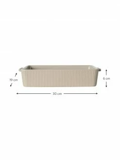 Plat de cuisson en grès beige Flora, larg. 30 x long. 19 cm -Cuisine Soldes 2022 Plat de cuisson en gres beige Flora 2