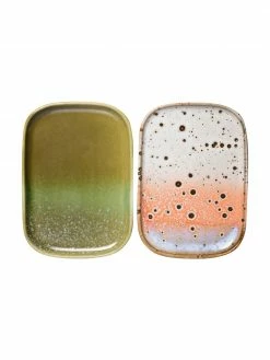 HKliving Plat de service artisanal style rétro 70's, 2 élem., larg. 11 x long. 15 cm