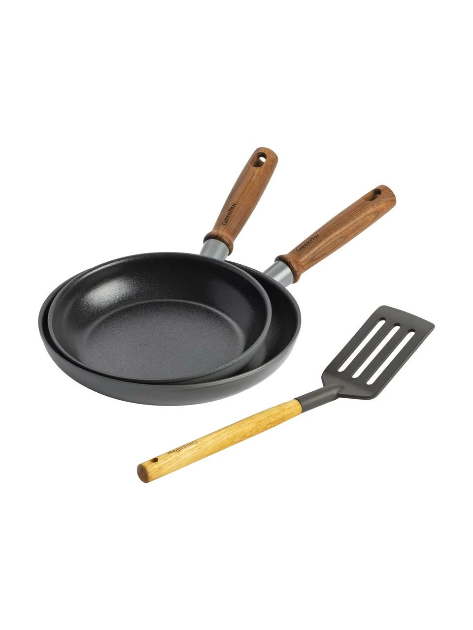 Poêles avec spatule Mayflower Pro, 3 élém., Lot de différentes tailles 3 Poêles avec spatule Mayflower Pro, 3 élém., Lot de différentes tailles
