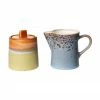 HKliving Pot à lait et sucrier artisanaux style rétro 70's, 2 élem., Lot de différentes tailles -Cuisine Soldes 2022 Pot a lait et sucrier artisanaux style retro 70s 2 elem
