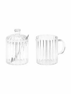 Andrea House Pot à lait et sucrier en verre Brilia, 3 élém., Lot de différentes tailles