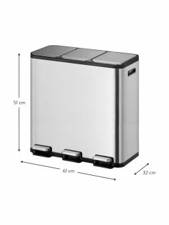 Poubelle à pédale EcoCasa, 3x15 l, larg. 61 x haut. 51 cm, 3 x 15 l -Cuisine Soldes 2022 Poubelle a pedale EcoCasa 3x15 l 2