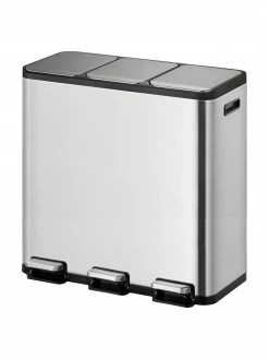 Poubelle à pédale EcoCasa, 3x15 l, larg. 61 x haut. 51 cm, 3 x 15 l