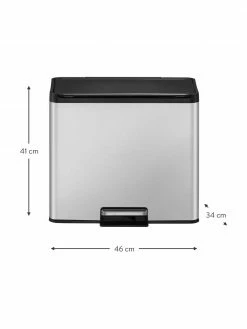Poubelle argentée à pédale Essential, 20 l + 9 l, larg. 46 x haut. 41 cm, 20 l + 9 l -Cuisine Soldes 2022 Poubelle argentee a pedale Essential 20 l 9 l 2