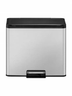 Poubelle argentée à pédale Essential, 20 l + 9 l, larg. 46 x haut. 41 cm, 20 l + 9 l