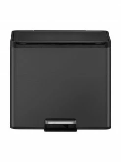 Poubelle noire à pédale Essential, 20 l + 9 l, larg. 46 x haut. 41 cm, 20 l + 9 l