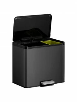 Poubelle noire à pédale Essential, 20 l + 9 l, larg. 46 x haut. 41 cm, 20 l + 9 l -Cuisine Soldes 2022 Poubelle noire a pedale Essential 20 l 9 l 3
