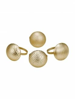 Rond de serviette de table doré Matt, 4 élém., Ø 5 x haut. 4 cm