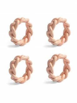 &k amsterdam Rond de serviette de table rose Braid, 4 pièces, Ø 6 x haut. 2 cm -Cuisine Soldes 2022 Rond de serviette de table rose Braid 4 pieces 2