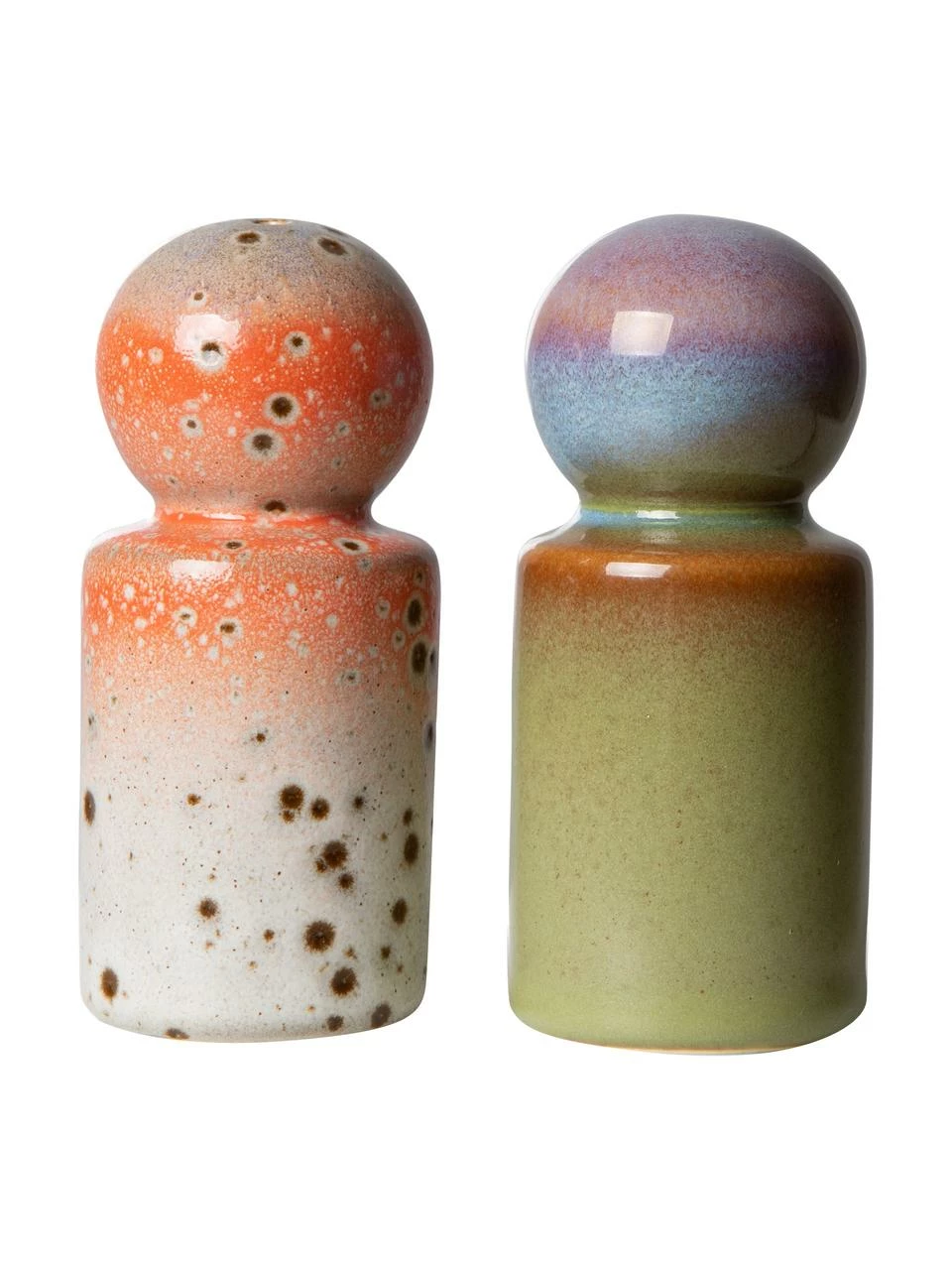 HKliving Salière et poivrière artisanales style rétro 70's, 2 élem., Ø 5 x haut. 10 cm 3 HKliving Salière et poivrière artisanales style rétro 70's, 2 élem., Ø 5 x haut. 10 cm