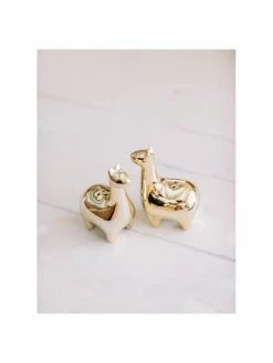 Andrea House Salière et poivrière dorées Lamas, 2 élém., larg. 5 x haut. 9 cm -Cuisine Soldes 2022 Saliere et poivriere dorees Lamas 2 elem 4