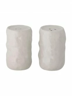 Bloomingville Salière et poivrière grès blanc forme organique Tinde, Ø 4 x haut. 7 cm