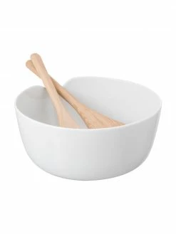Lsa International Service à salade en porcelaine blanche Dine, Ø 24 cm, Ø 24 x haut. 11 cm