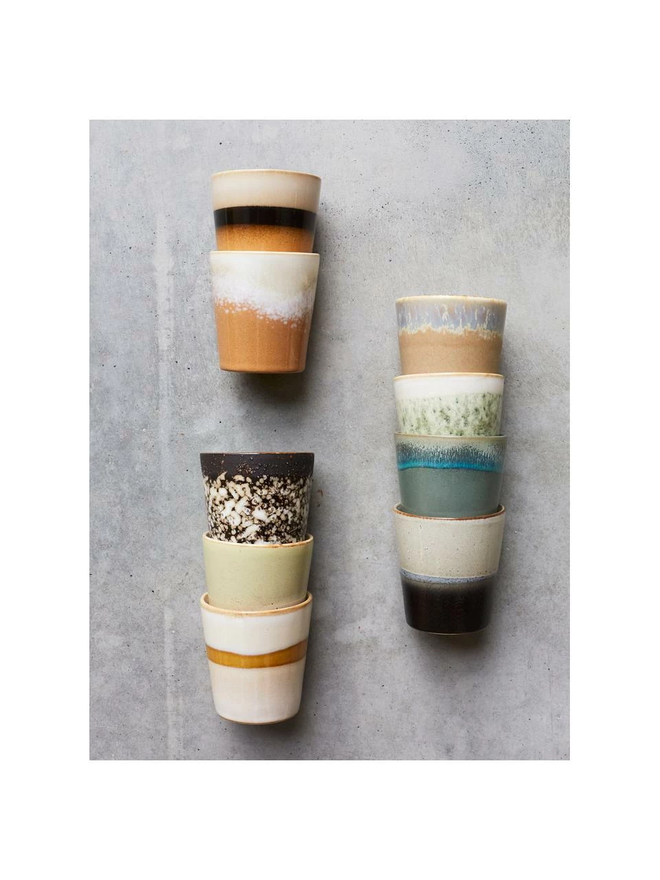 HKliving Service de mugs XS 70's, 6 élém., Ø 8 x haut. 8 cm, 200 ml 5 HKliving Service de mugs XS 70's, 6 élém., Ø 8 x haut. 8 cm, 200 ml – Image 3