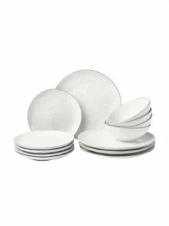 Broste Copenhagen Service de table en grès fait main Nordic Sand, 4 personnes (12 élém.), Lot de différentes tailles